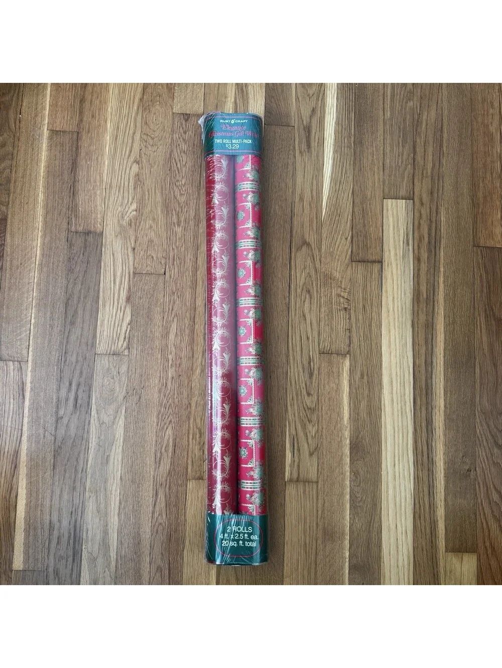 Vintage Christmas Wrapping Paper Great Colors 2 Complete Rolls USA